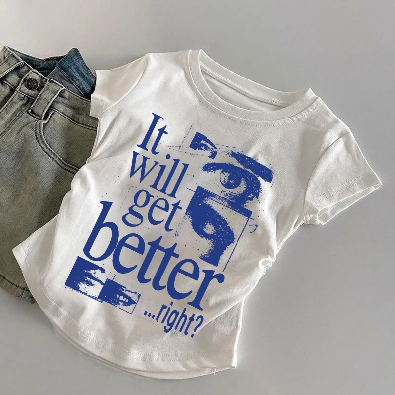 KANOKANO Slimfit Croptee Atasan Wanita Kekinian Musim Panas