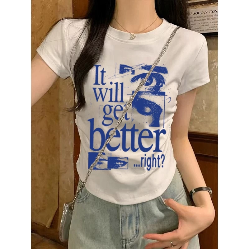 KANOKANO Slimfit Croptee Atasan Wanita Kekinian Musim Panas - Image 3